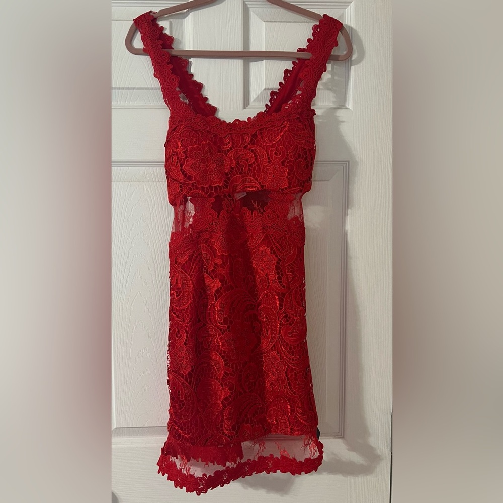 Red Lace Mini Dress – Women
